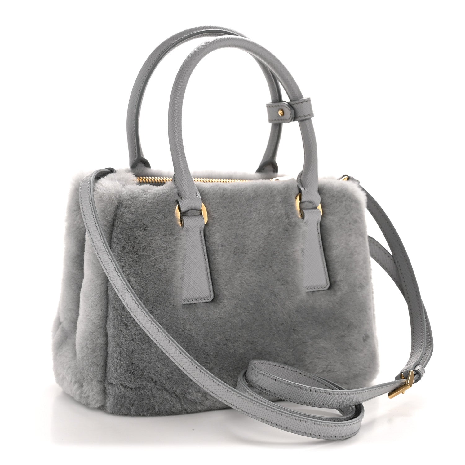 Prada Grey Shearling Mini Tote