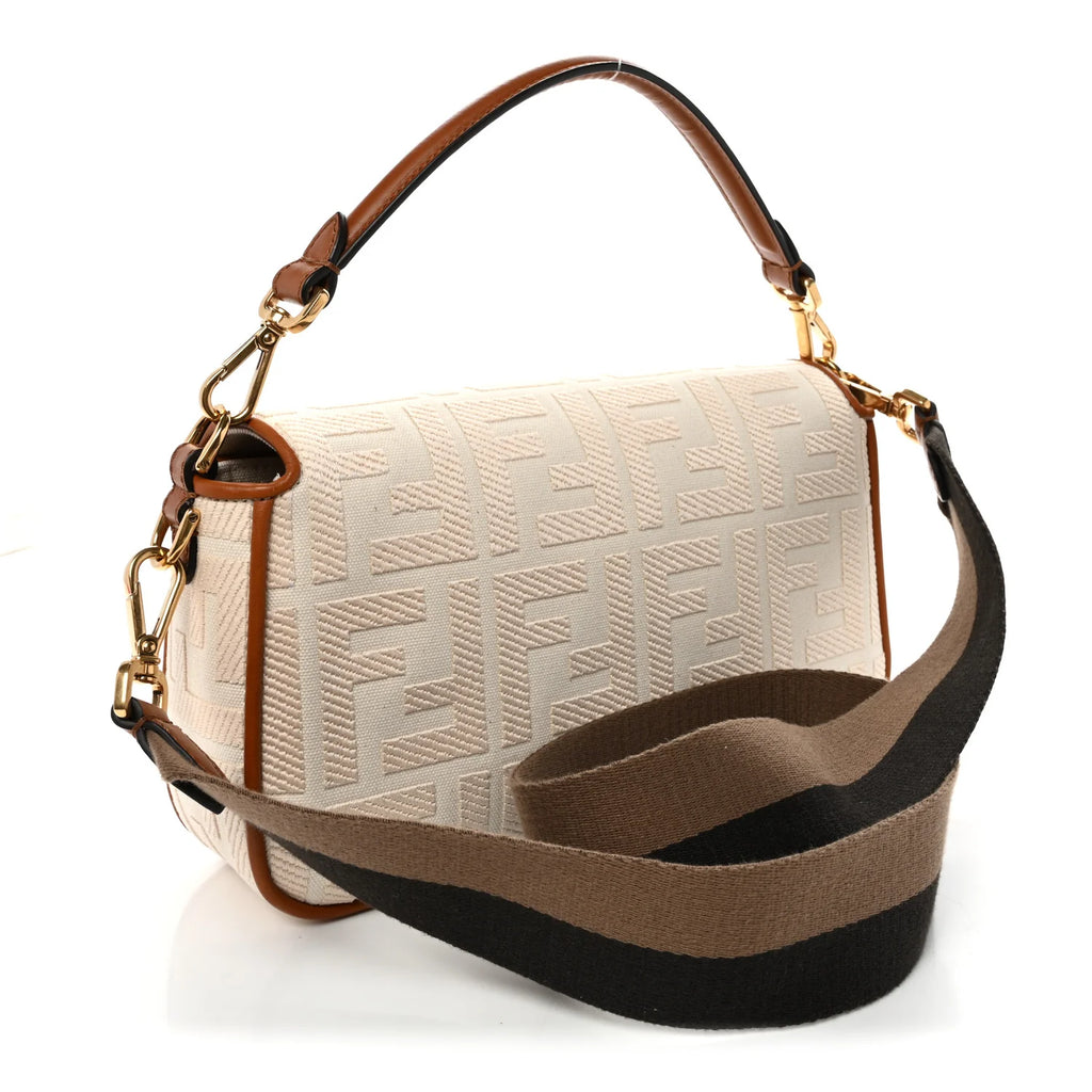 Fendi Cream FF Jacquard Baguette