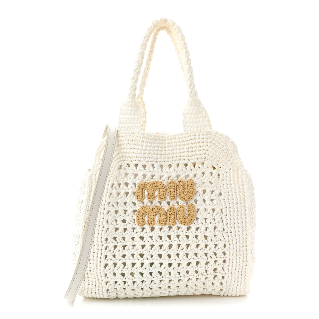 Miu Miu White Crochet Tote