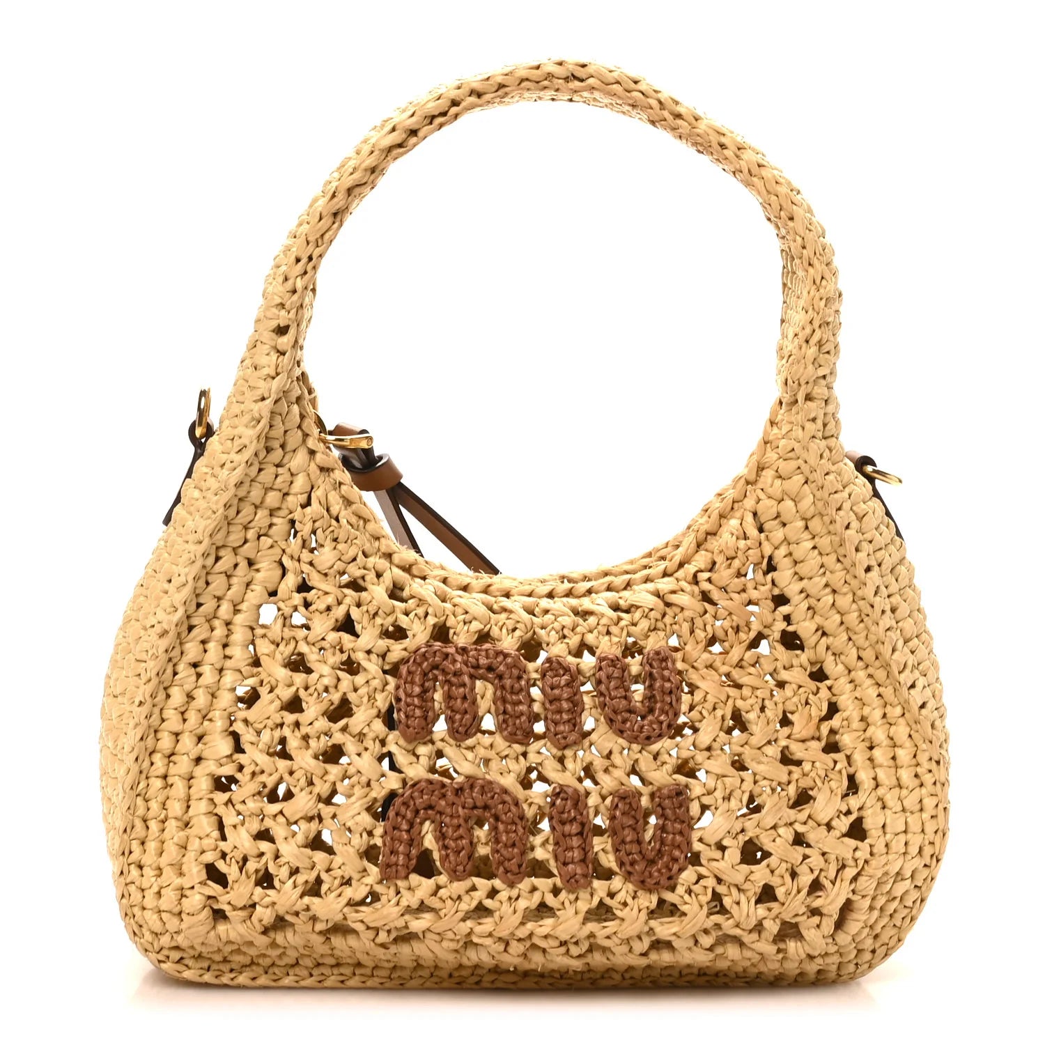 Miu Miu Beige Raffia Crochet Bag