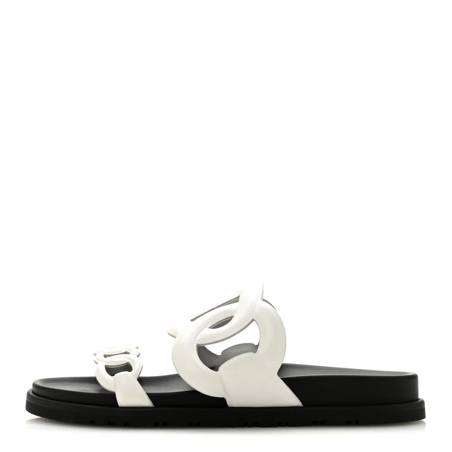 Fendi White Leather O'Lock Sandals