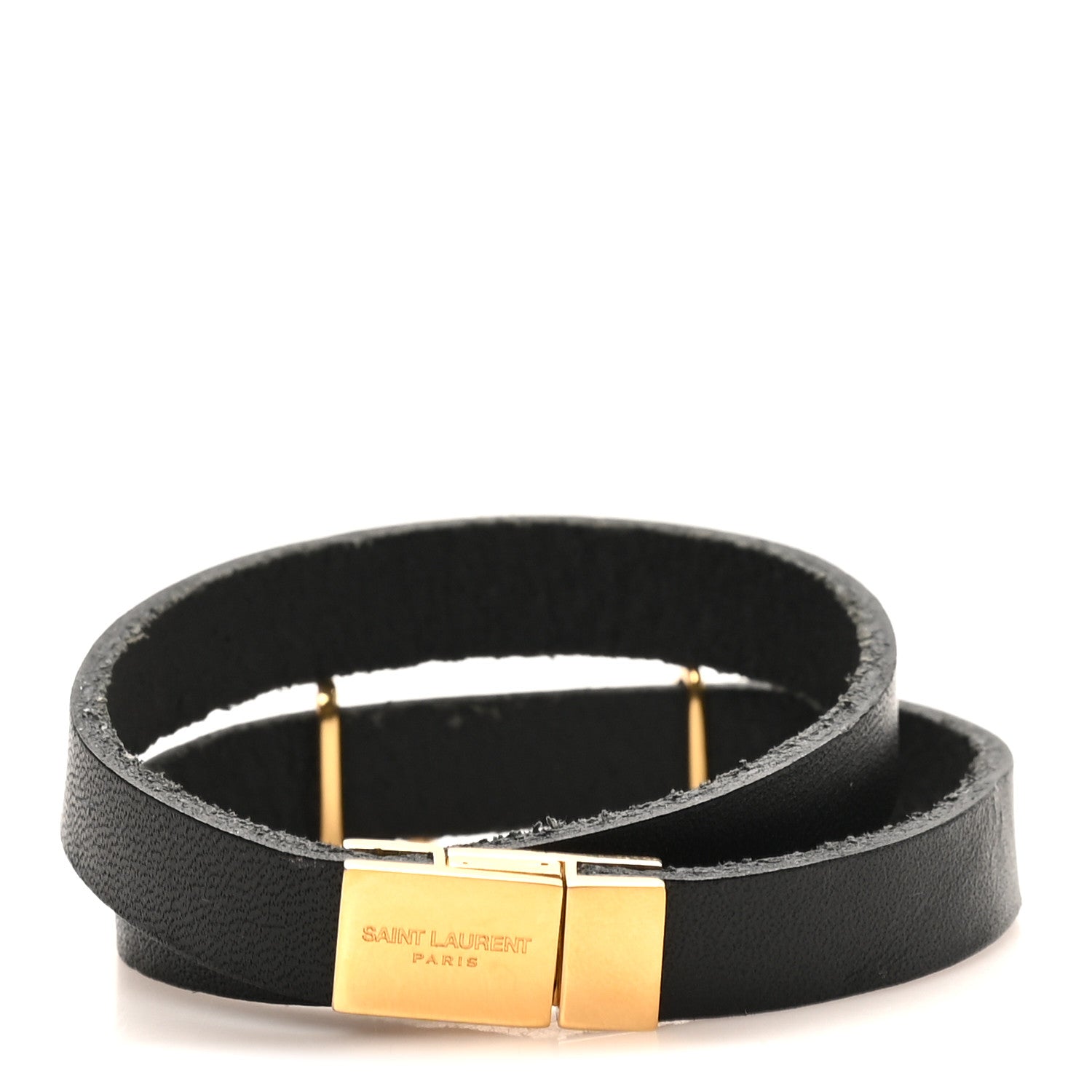 Saint Laurent Black Leather Bracelet