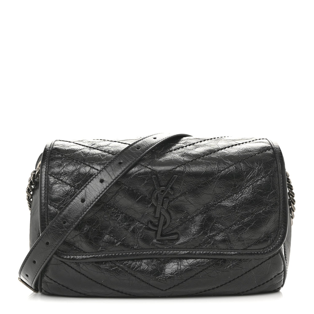 Saint Laurent Niki Black Crinkled Bag