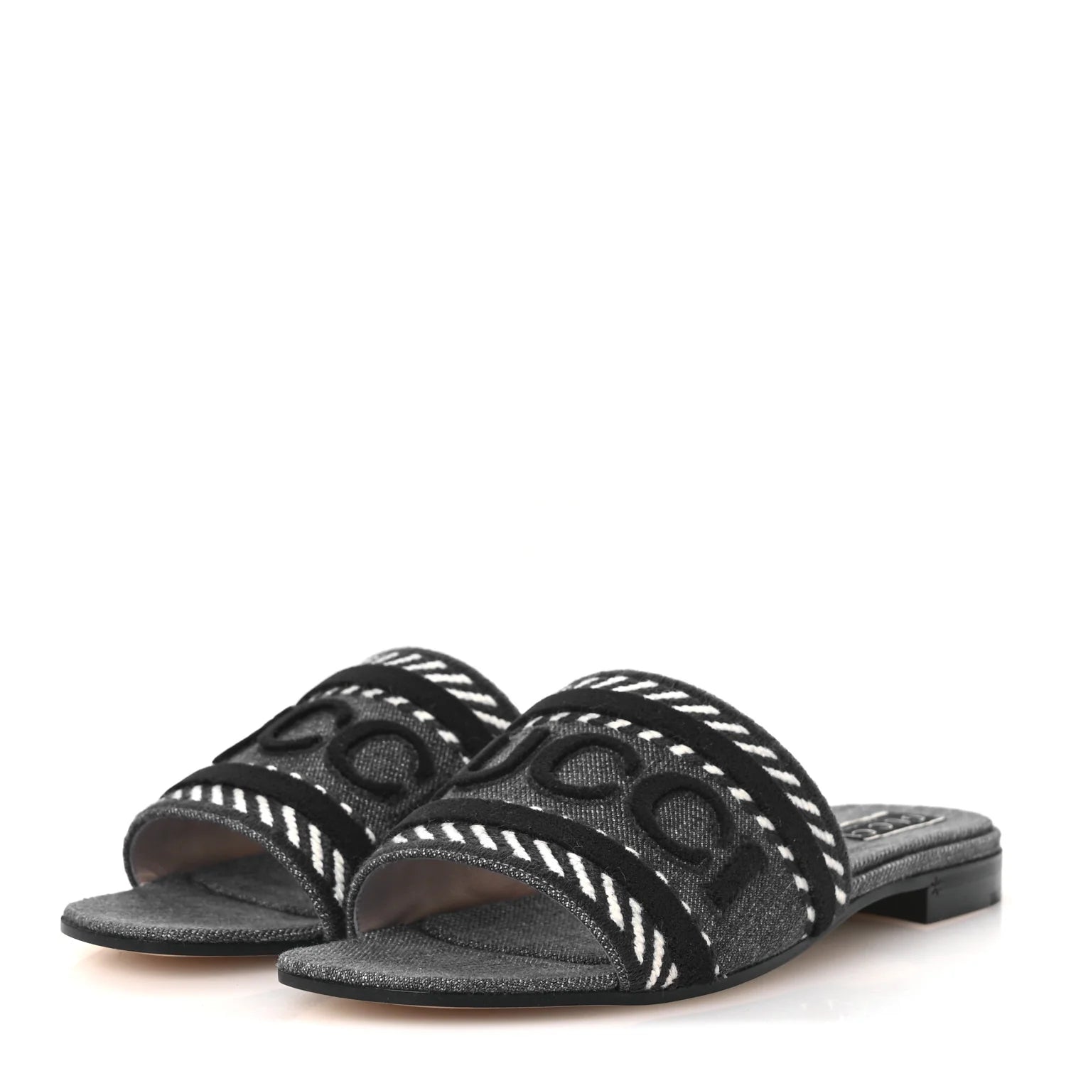 Gucci Grey Denim Logo Slides
