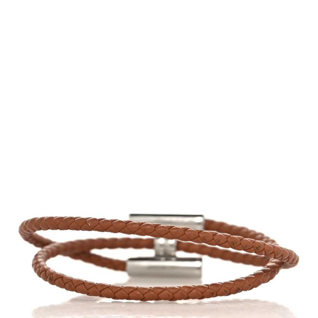 Hermes Brown Braided Leather Bracelet