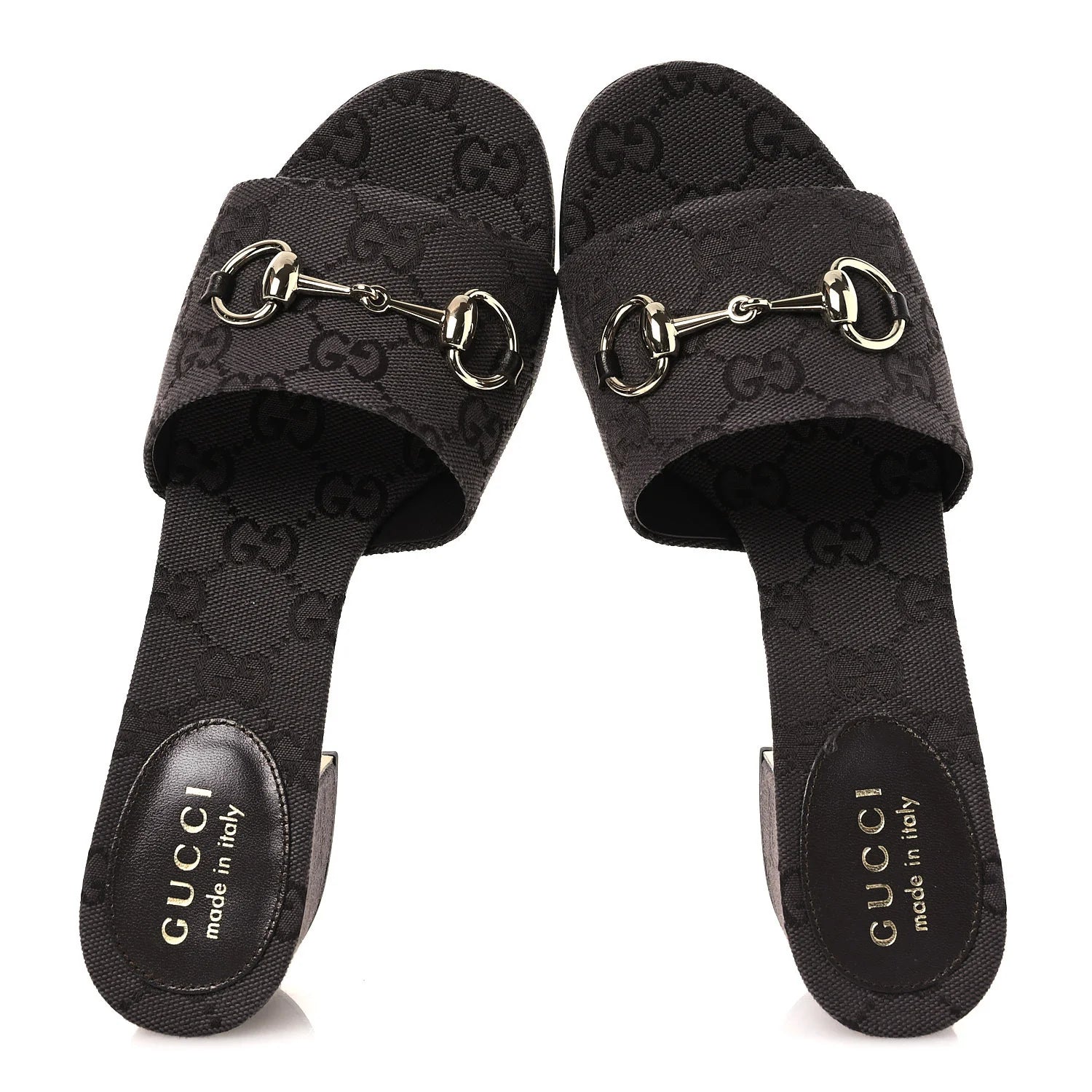 Gucci Grey GG Horsebit Mules