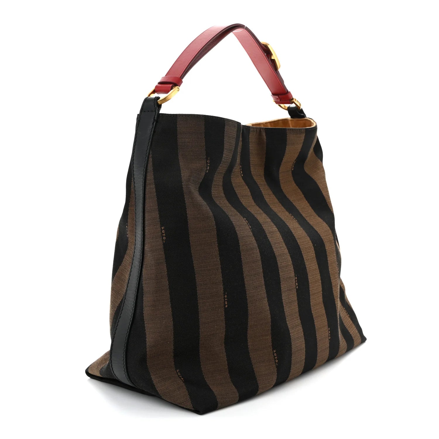 Fendi Brown Pequin Striped Hobo