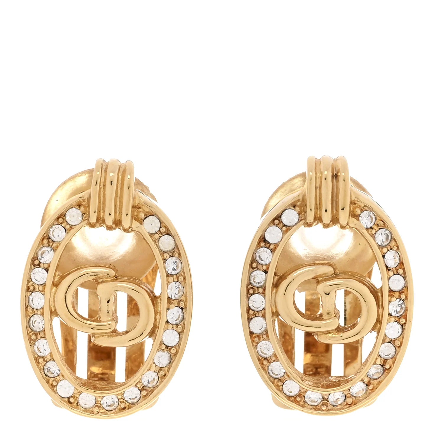Dior Gold-Tone Crystal Logo Earrings