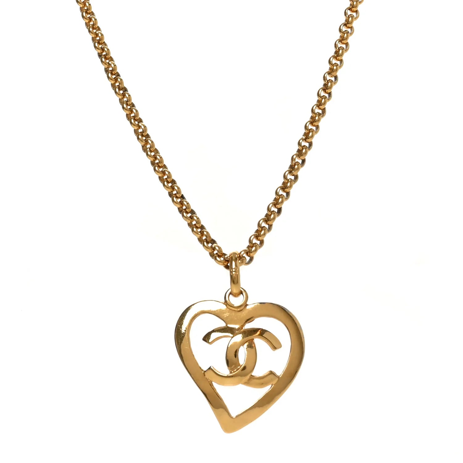 Chanel Gold CC Heart Necklace