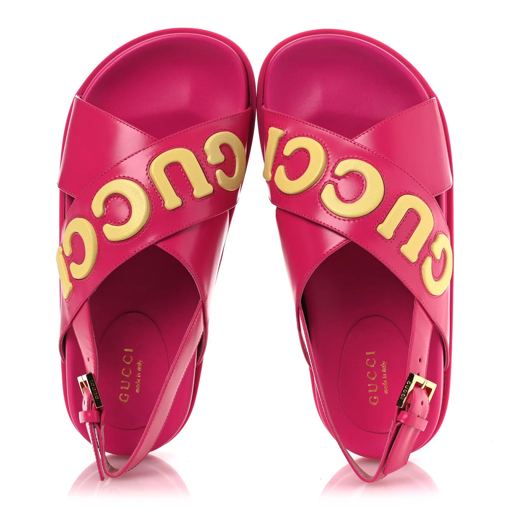 Gucci Pink Logo Platform Sandals
