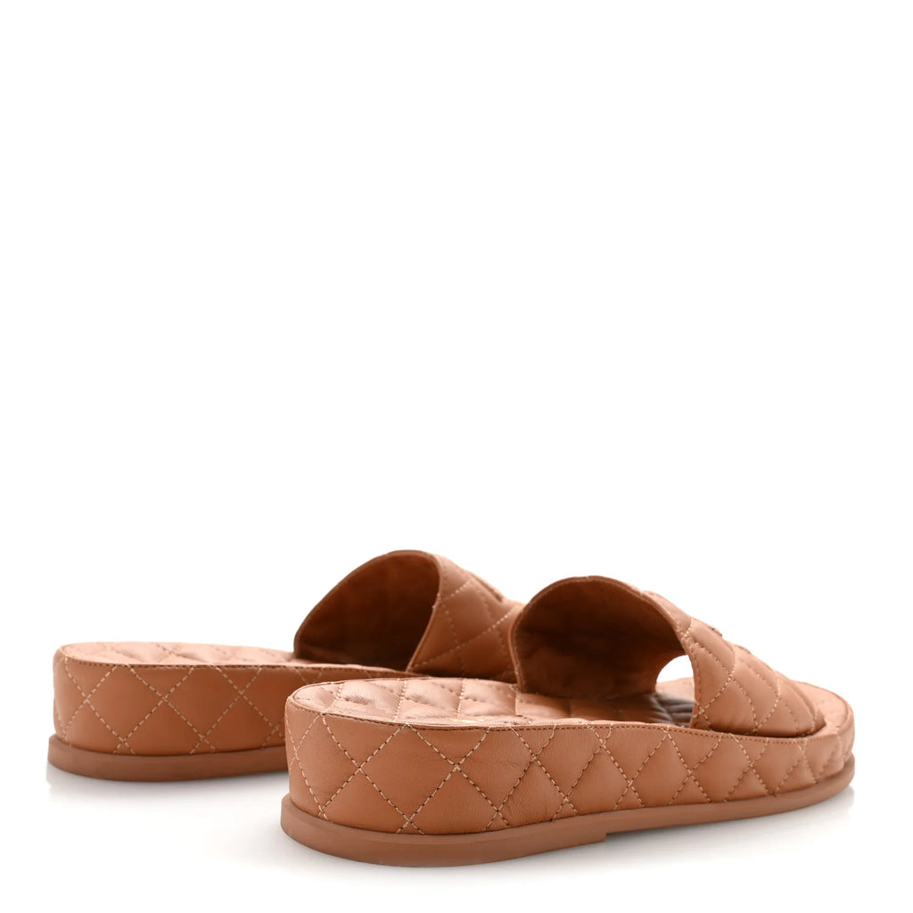 Chanel Quilted Leather Platform Slides