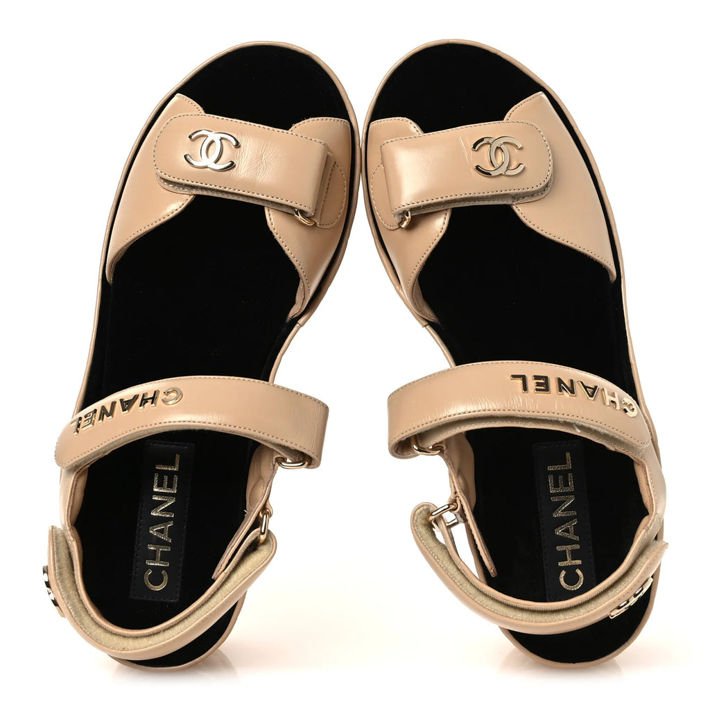 Chanel Beige Quilted Leather Platforms