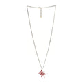 Dior Silver Red Crystal Logo Necklace