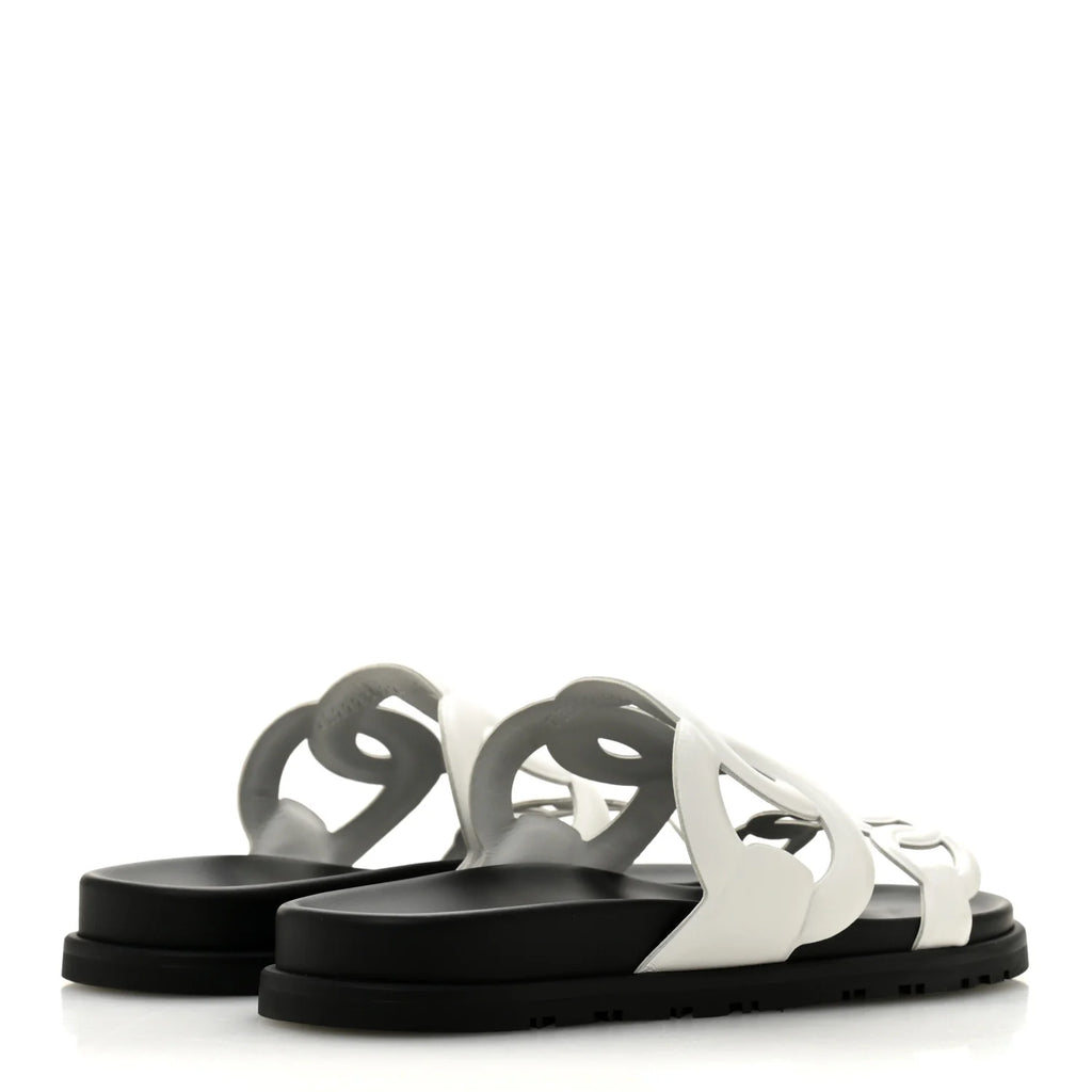 Fendi White Leather O'Lock Sandals