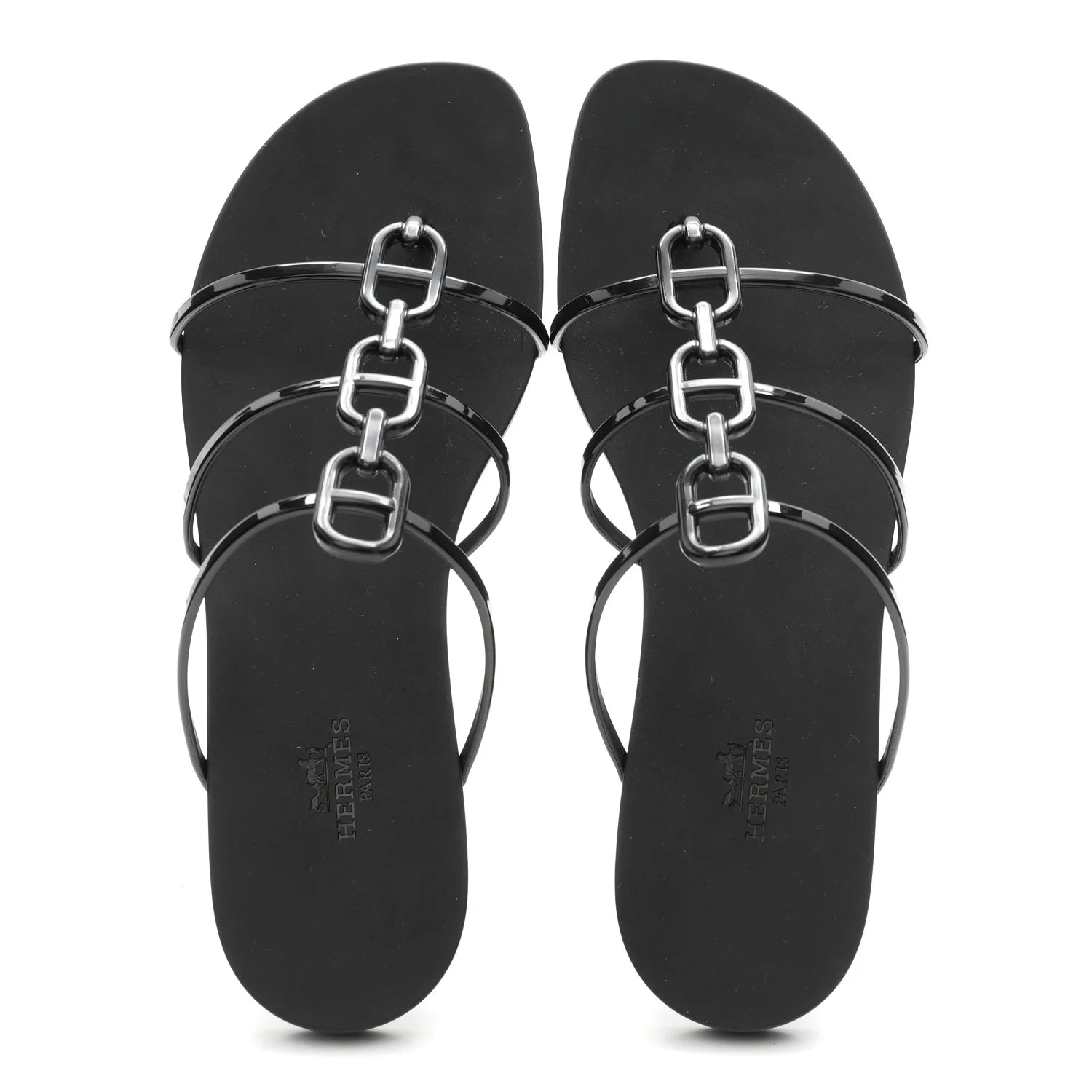 Hermes Black Rivage Jelly Sandals