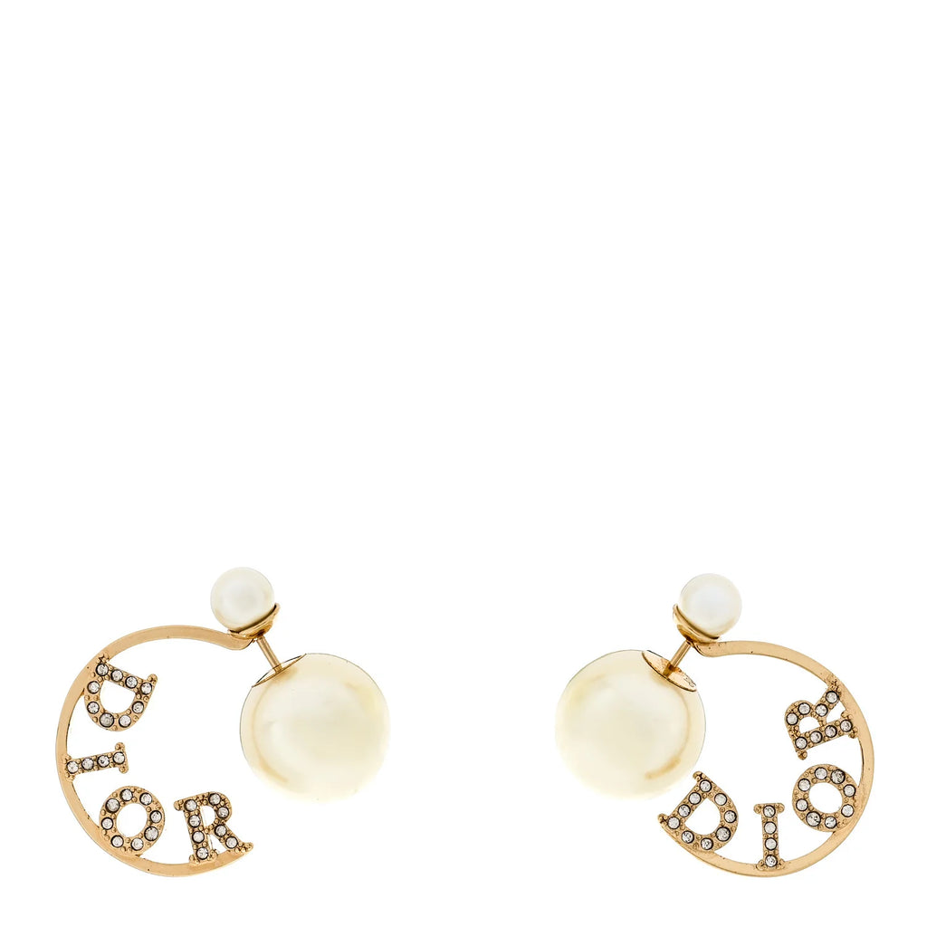 Dior Gold Crystal Pearl Earrings