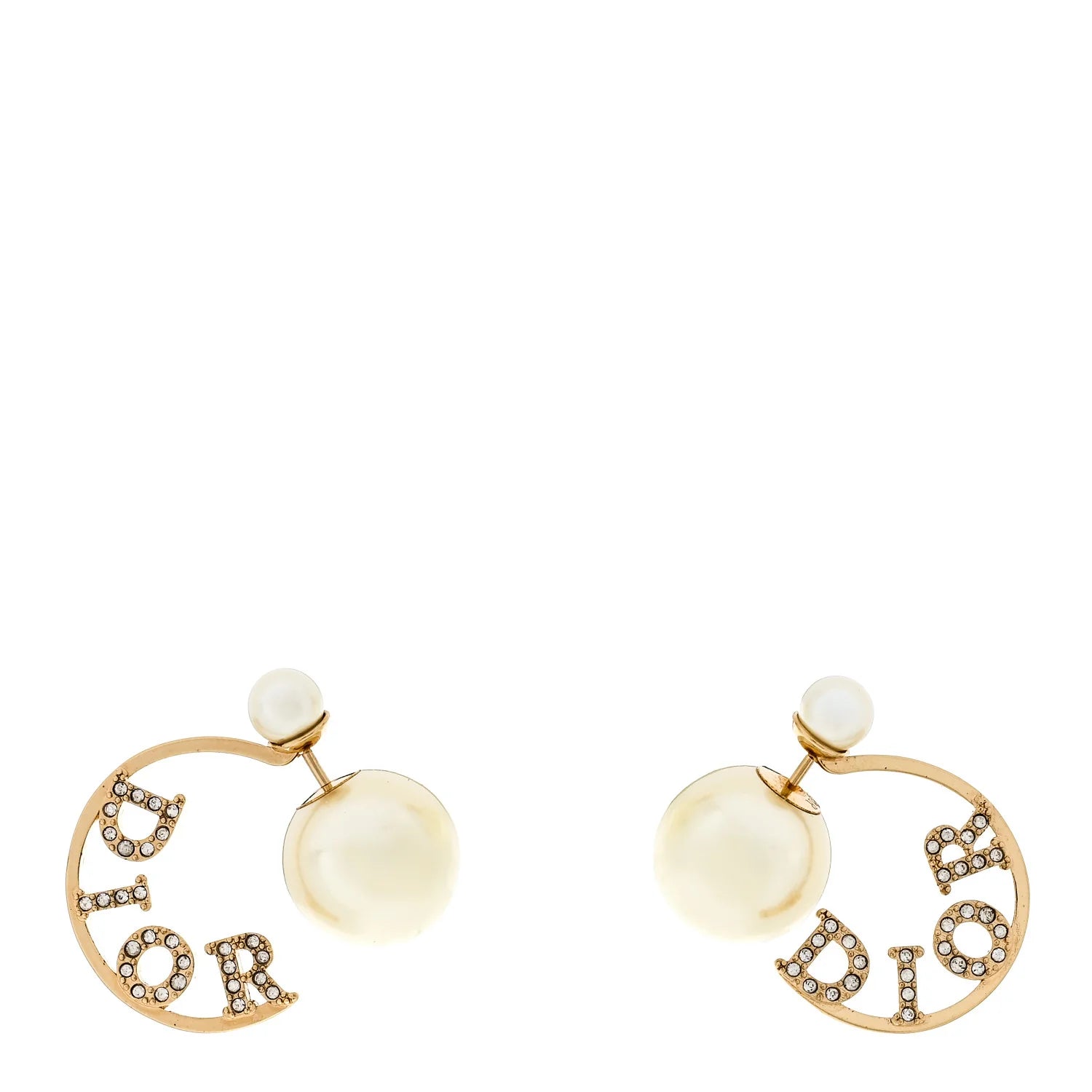 Dior Gold Crystal Pearl Earrings