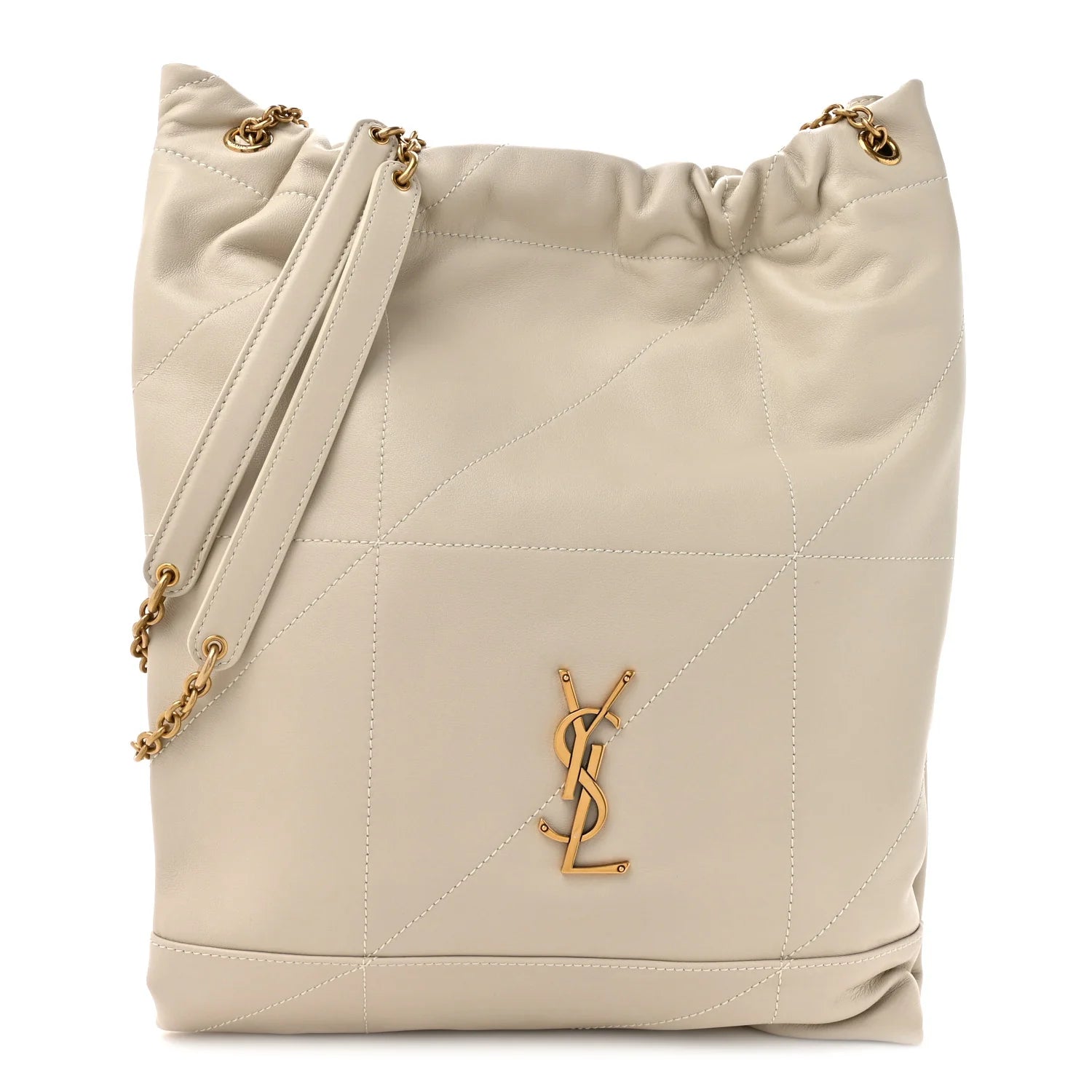 Saint Laurent Beige Quilted Bucket