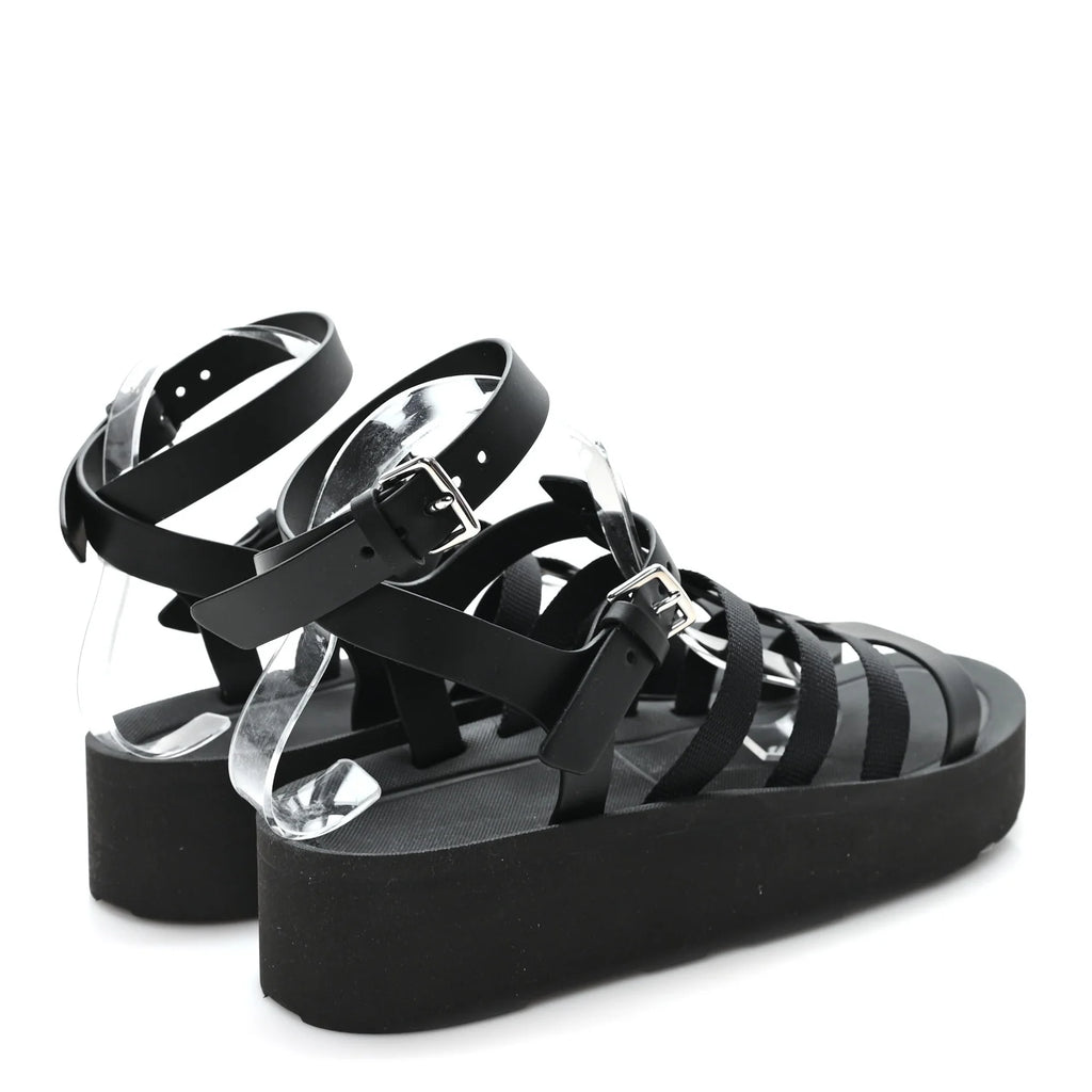 Prada Black Leather Platform Sandals