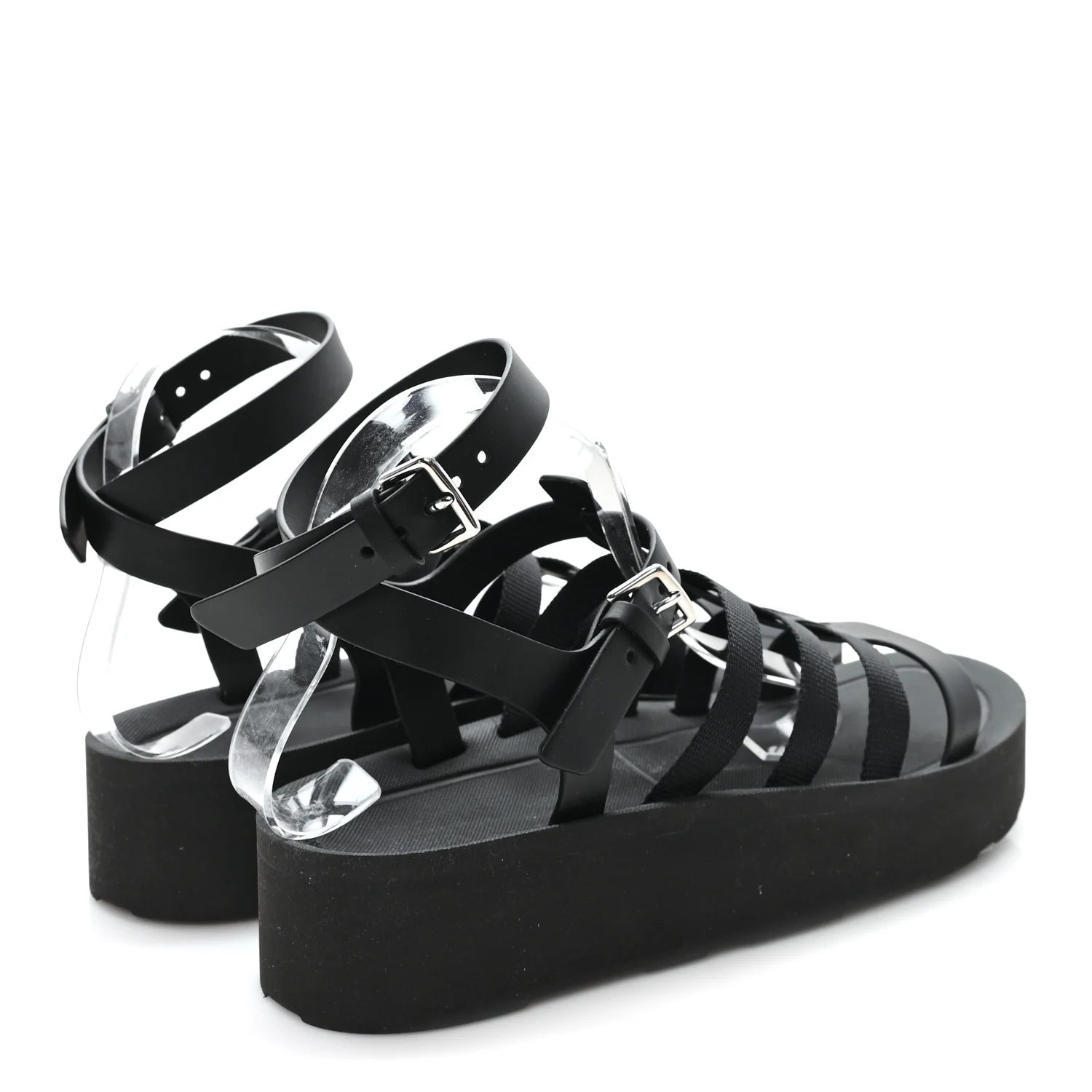 Prada Black Leather Platform Sandals