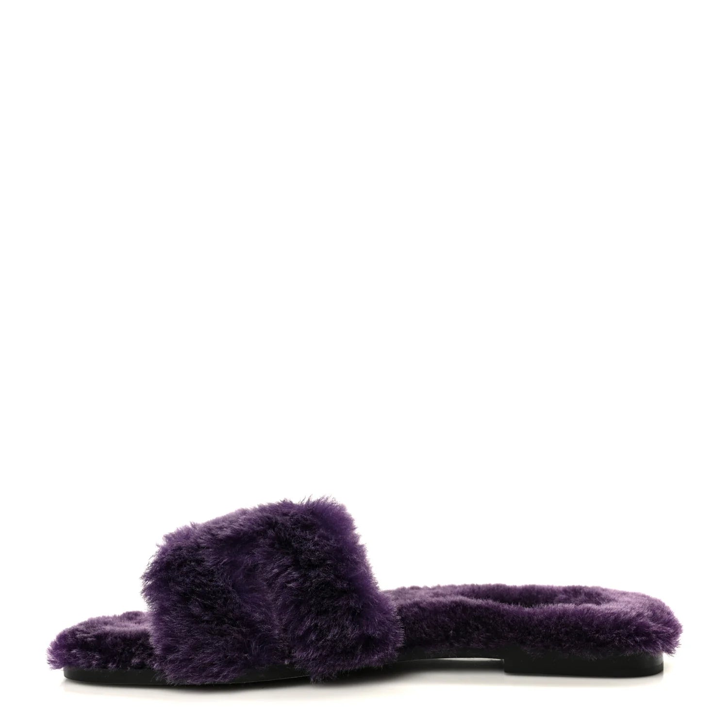 Hermes Purple Shearling Oran Sandals
