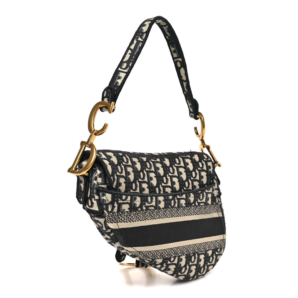 Dior Blue Oblique Canvas Saddle