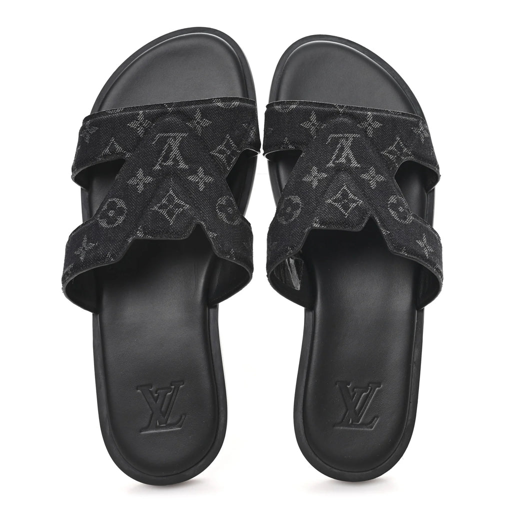 Louis Vuitton Black Monogram Slides