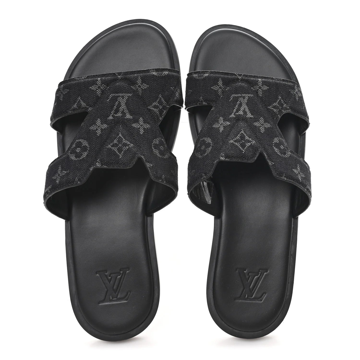 Louis Vuitton Black Monogram Slides