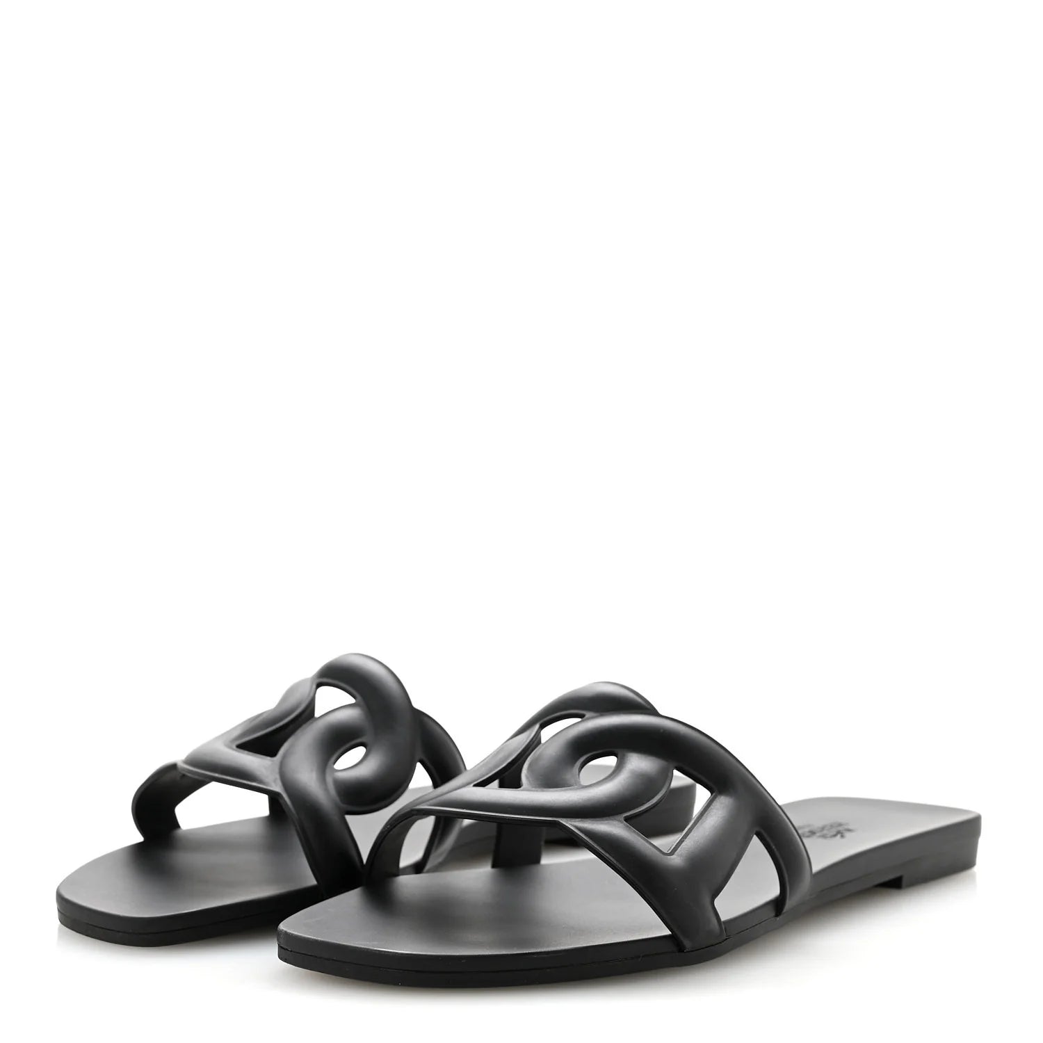 Hermes Black Leather Extra Sandals