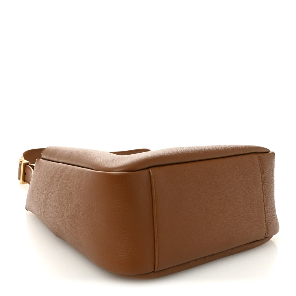 Saint Laurent Brown Grained Hobo