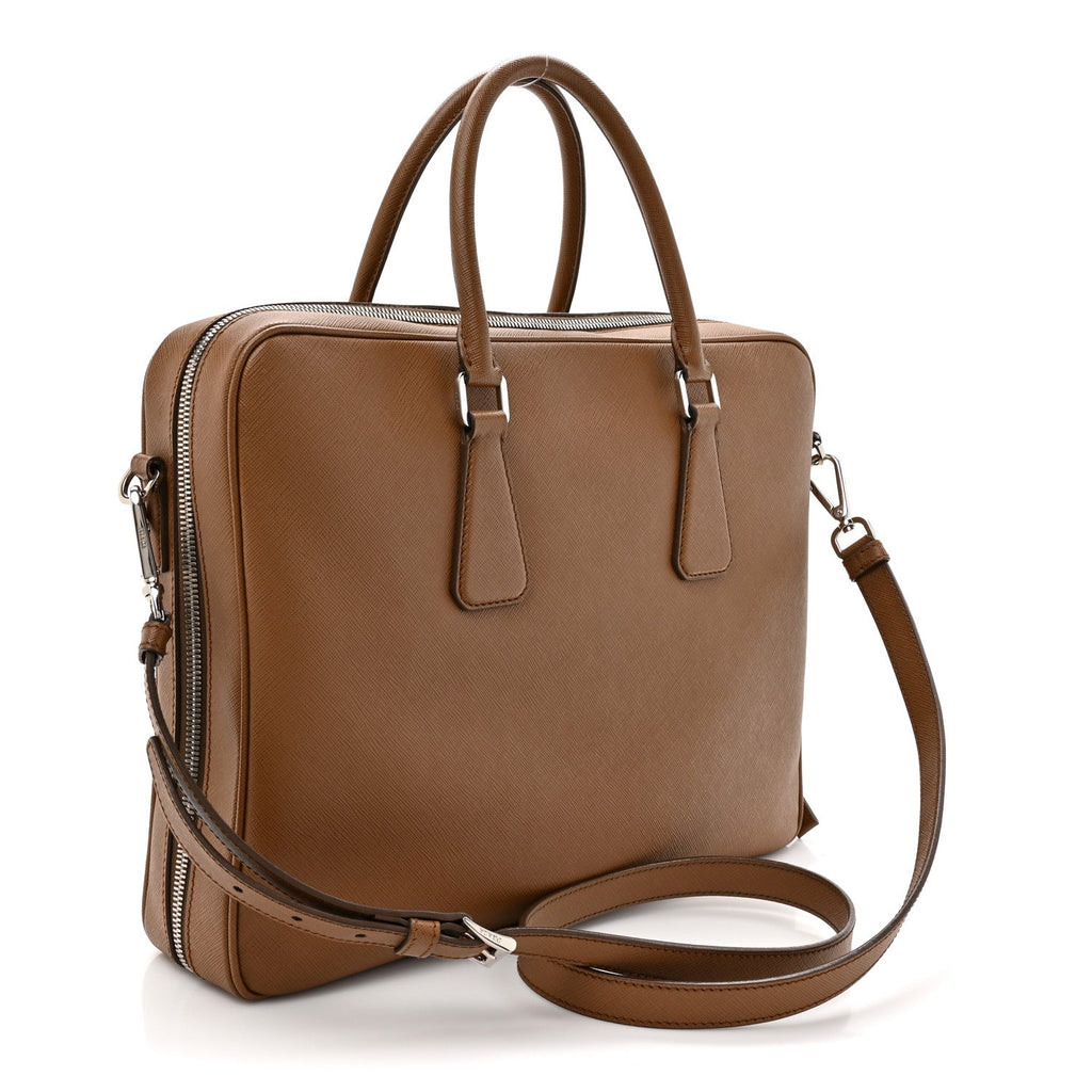 Prada Brown Saffiano Leather Briefcase