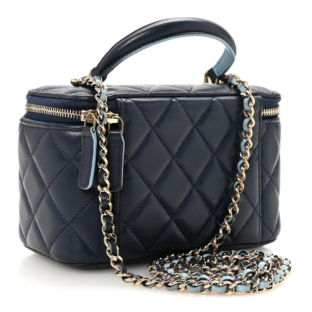 Chanel Navy Quilted Leather Vanity
