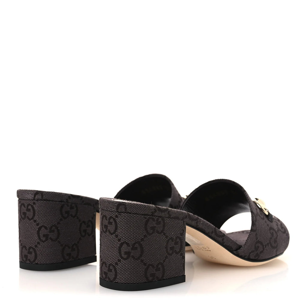 Gucci Grey GG Horsebit Mules