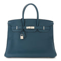 Hermes Birkin Blue Grained Handbag
