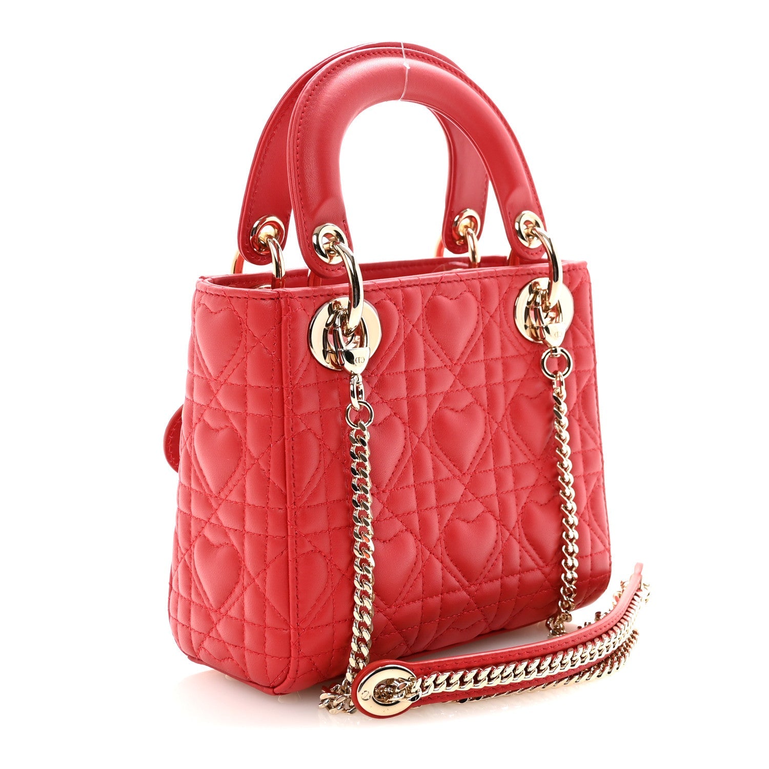 Dior Red Heart Cannage Mini Lady Dior
