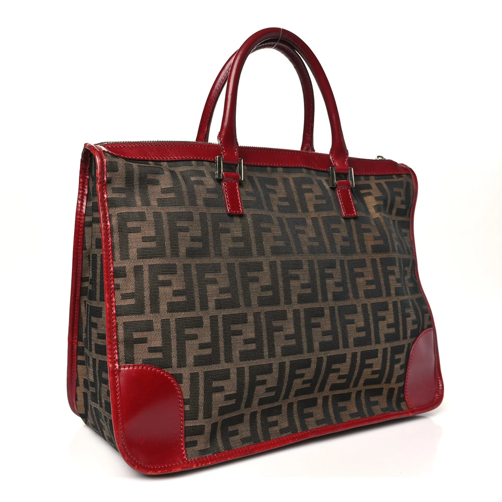 Fendi Red Zucca Canvas Briefcase