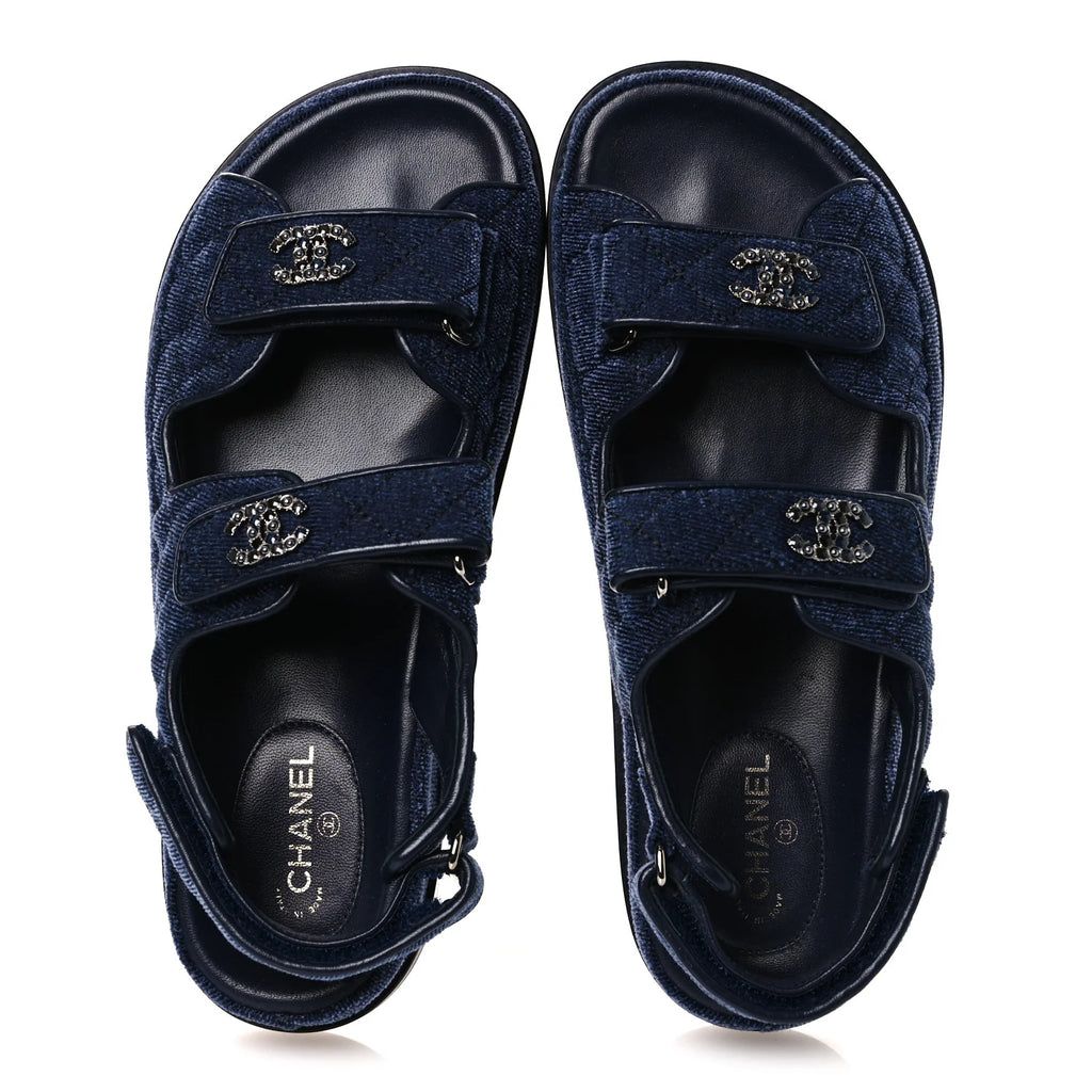 Chanel Dark Blue Denim Sandals
