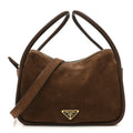 Prada Brown Suede Leather Handbag