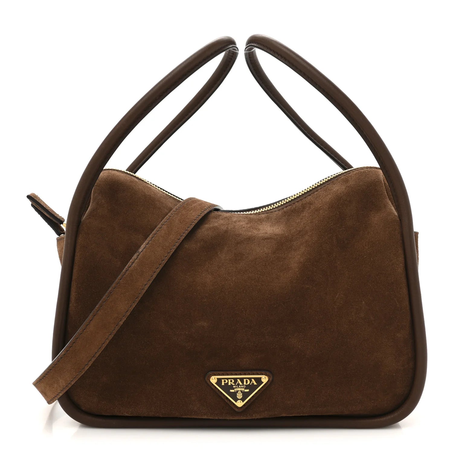 Prada Brown Suede Leather Handbag