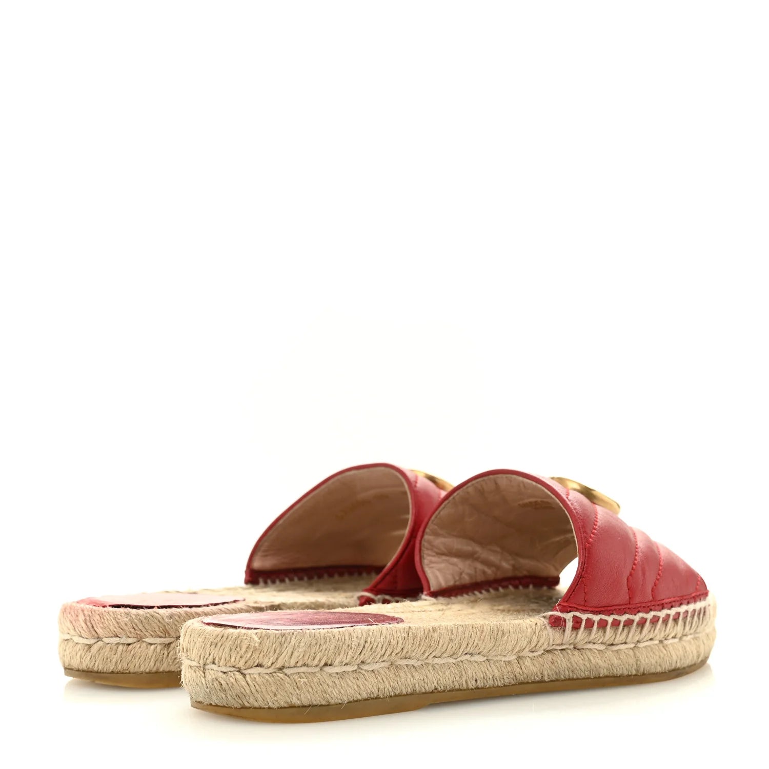 Gucci Red Quilted Espadrille Slides