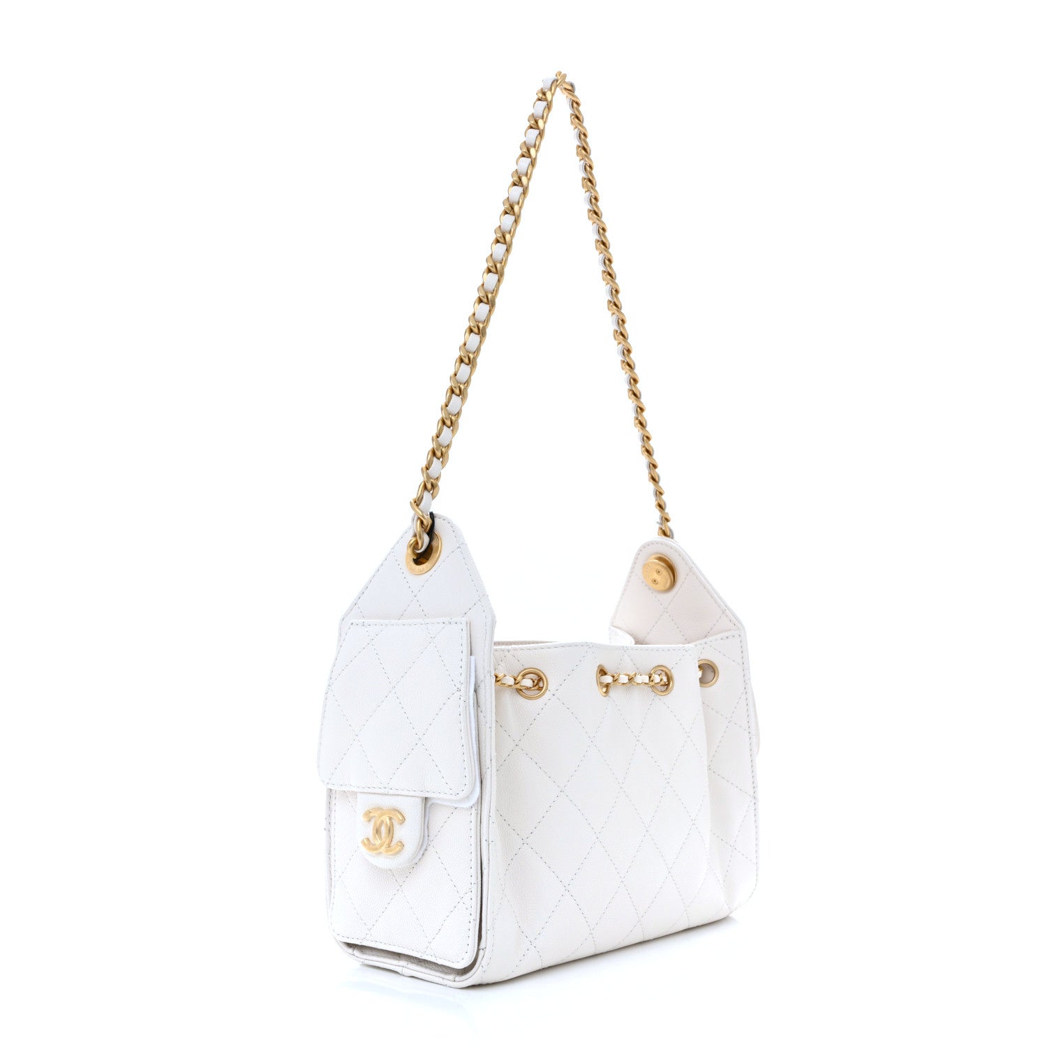 Chanel White Quilted Leather Bag