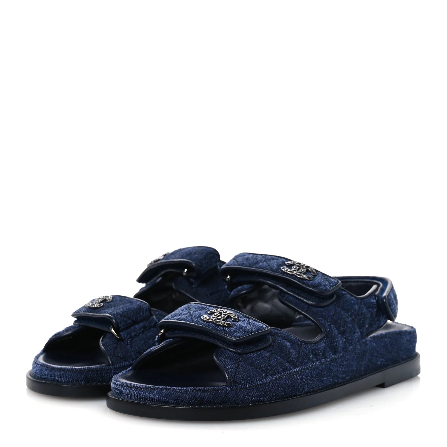 Chanel Dark Blue Denim Sandals