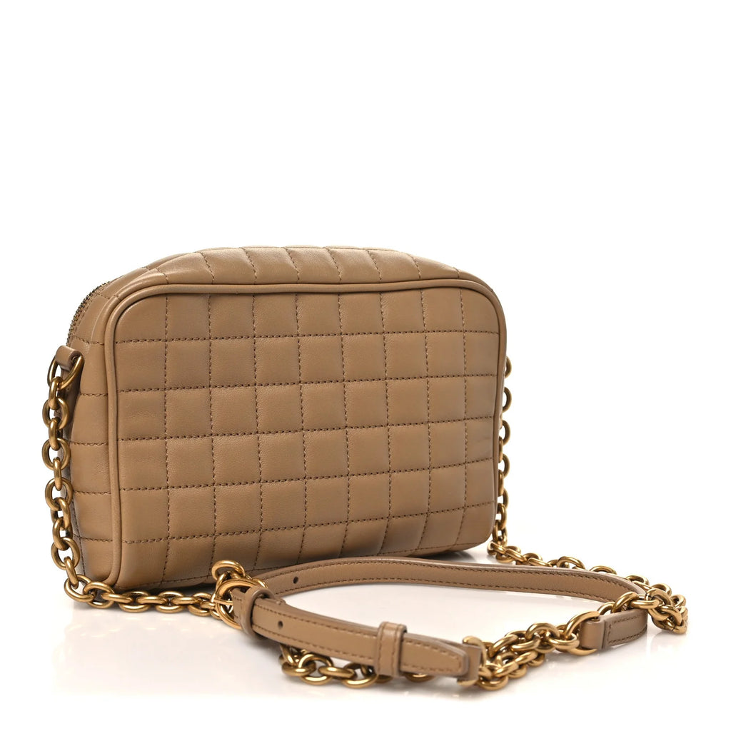 Saint Laurent Beige Quilted Camera Bag