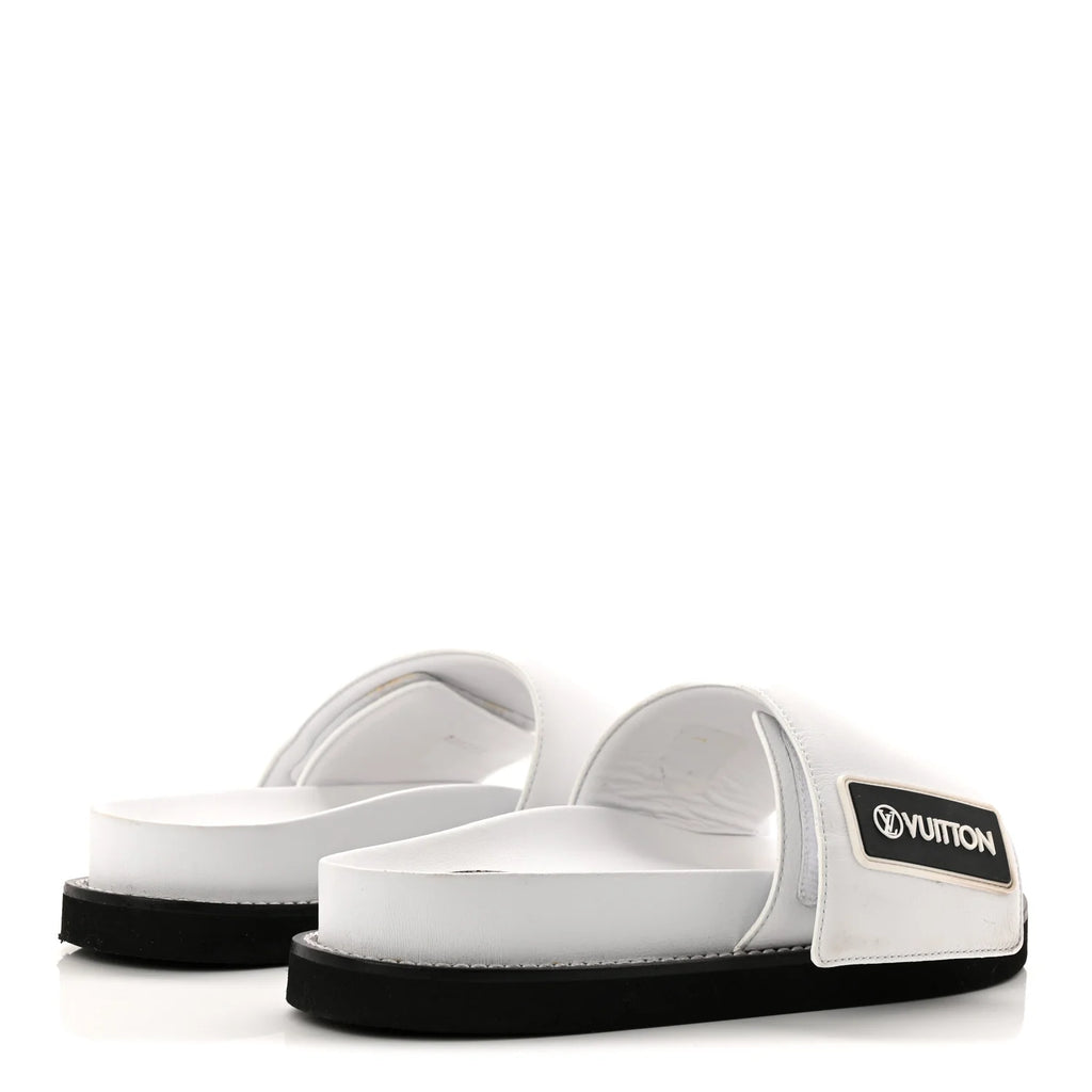 Louis Vuitton White Leather Slides