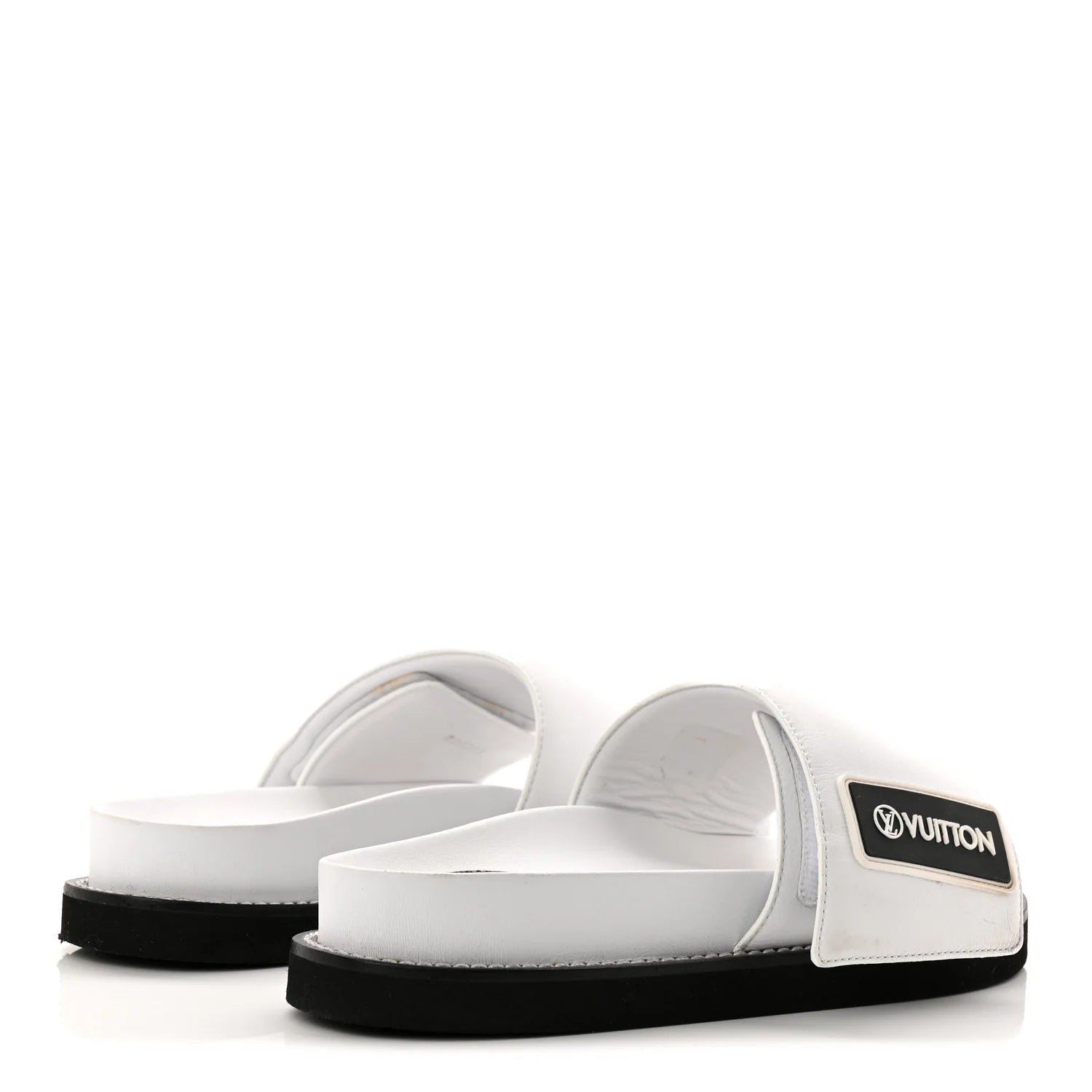 Louis Vuitton White Leather Slides