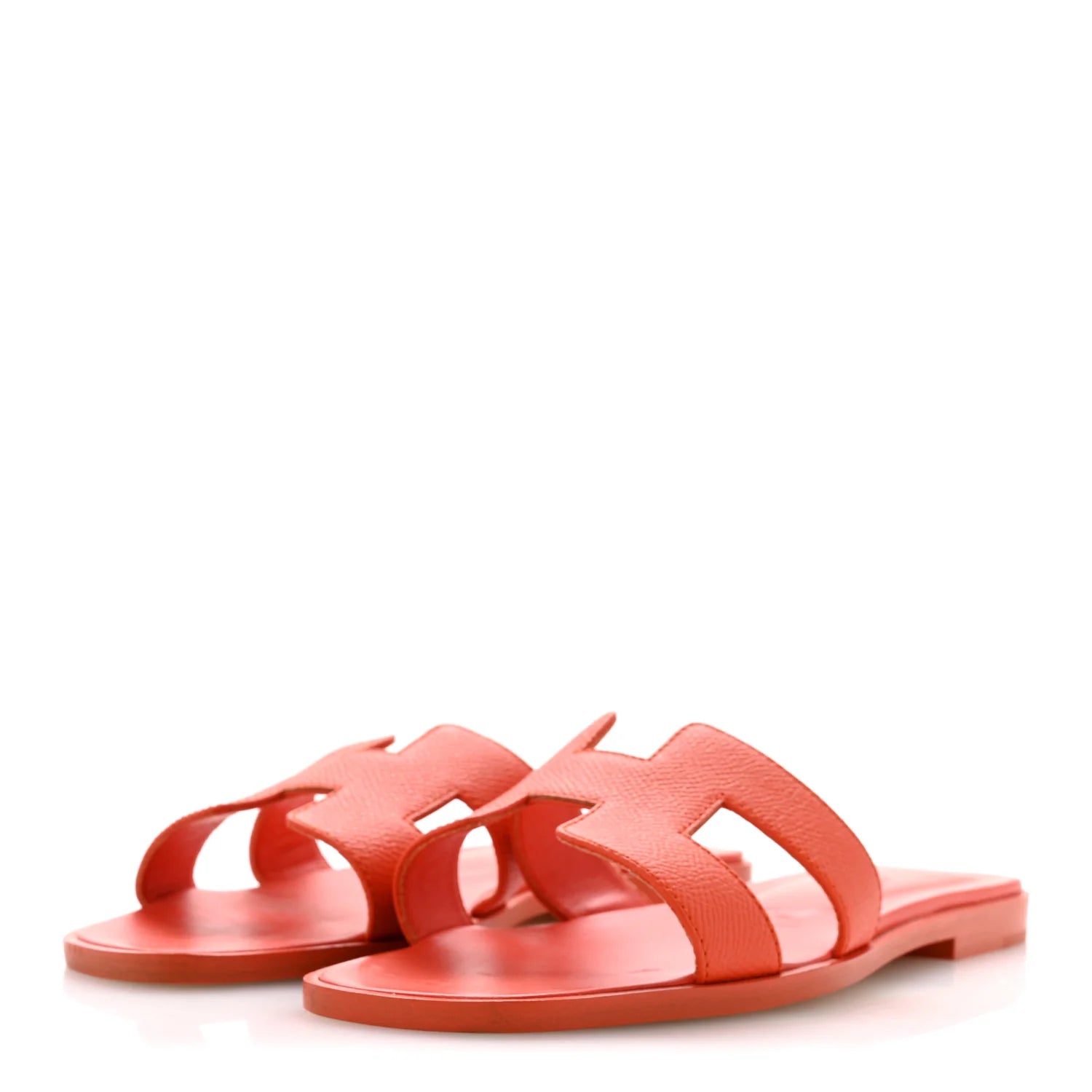 Hermes Orange Grained Oran Sandals