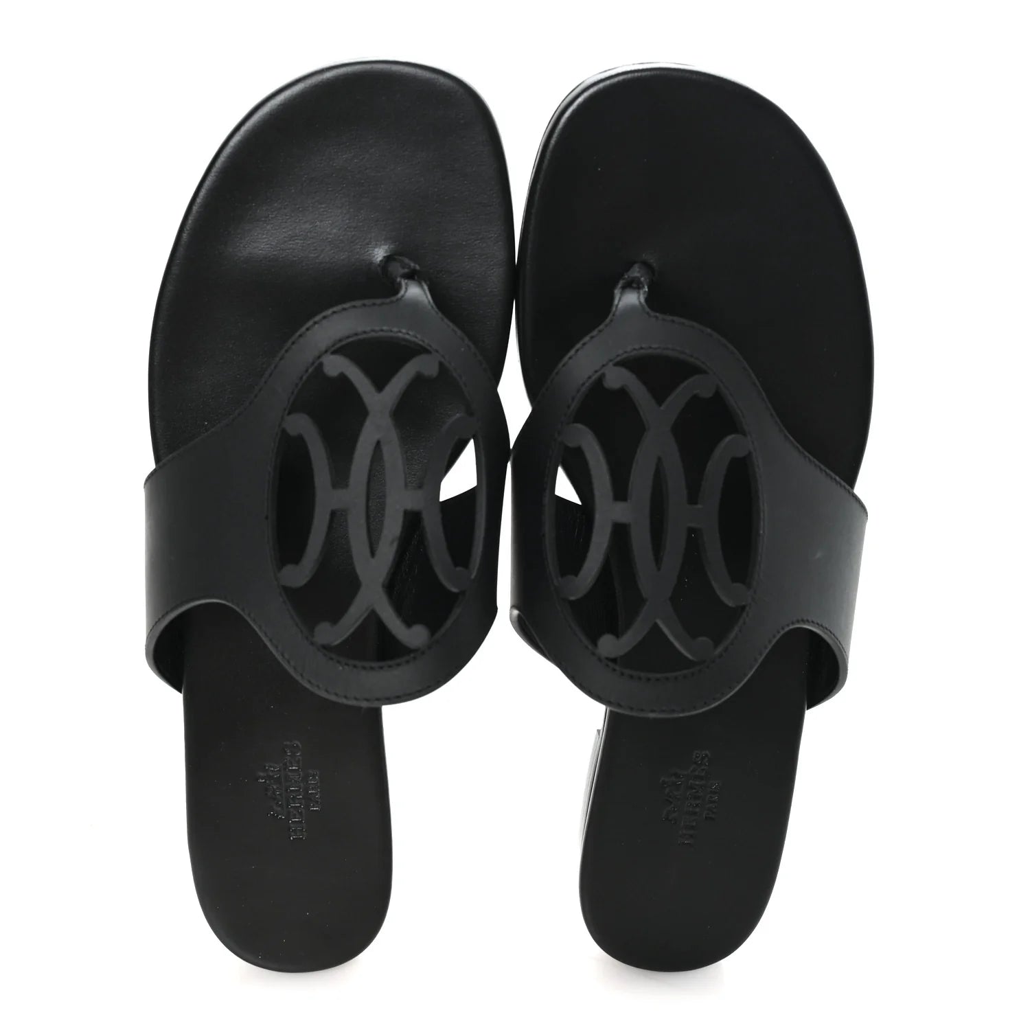 Hermes Black Leather Bikini Sandals