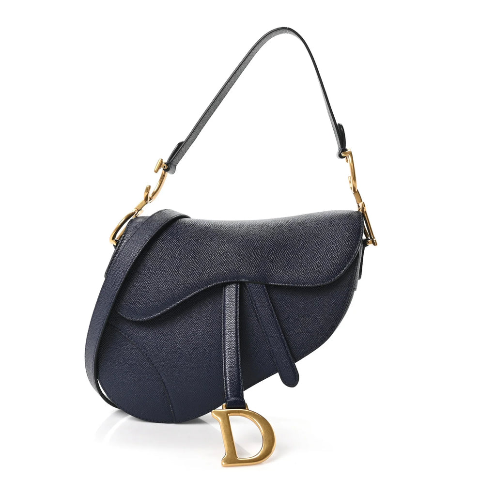 Dior Navy Grained Leather Saddle