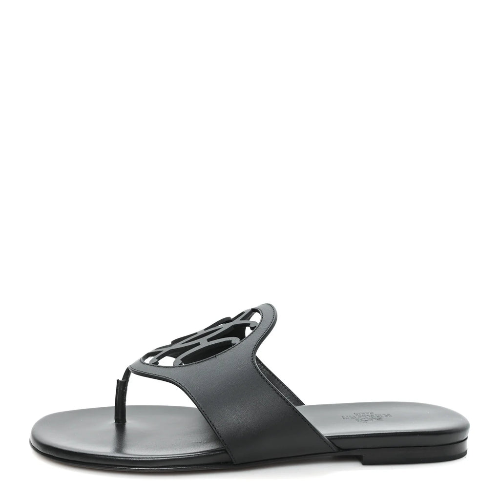 Hermes Black Leather Bikini Sandals
