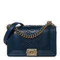 Chanel Navy Python Boy Bag